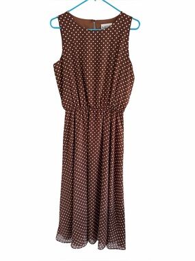MENU Brown Polka Dot Sleeveless Midi Dress